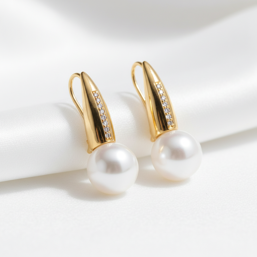 Gold-Plated Pearl Drop Earrings